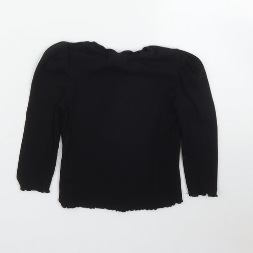 Matalan Girls Black  Cotton Basic T-Shirt Size 6 Years Round Neck