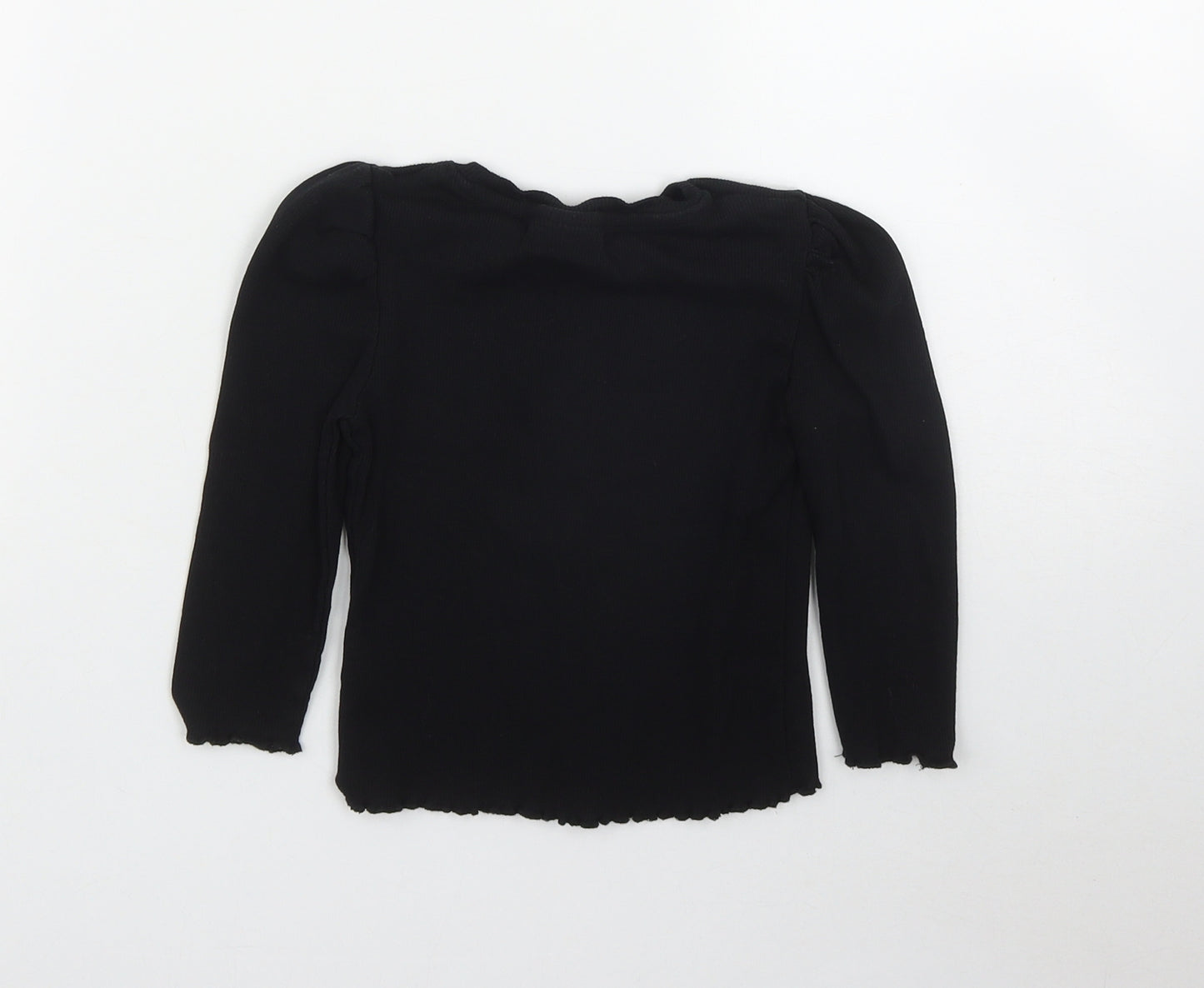 Matalan Girls Black  Cotton Basic T-Shirt Size 6 Years Round Neck