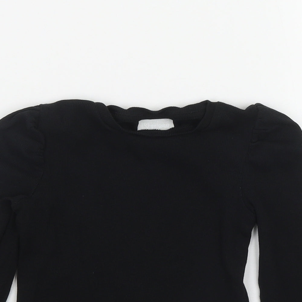 Matalan Girls Black  Cotton Basic T-Shirt Size 6 Years Round Neck