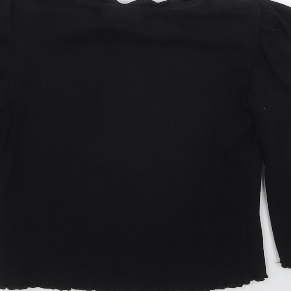 Matalan Girls Black  Cotton Basic T-Shirt Size 6 Years Round Neck