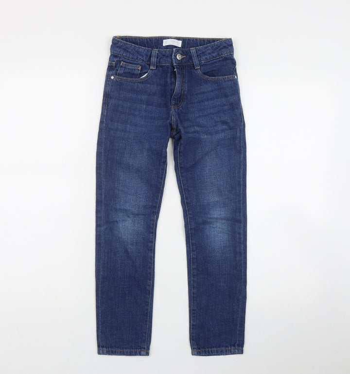 Mango Girls Blue  Cotton Skinny Jeans Size 9 Months  Regular Zip