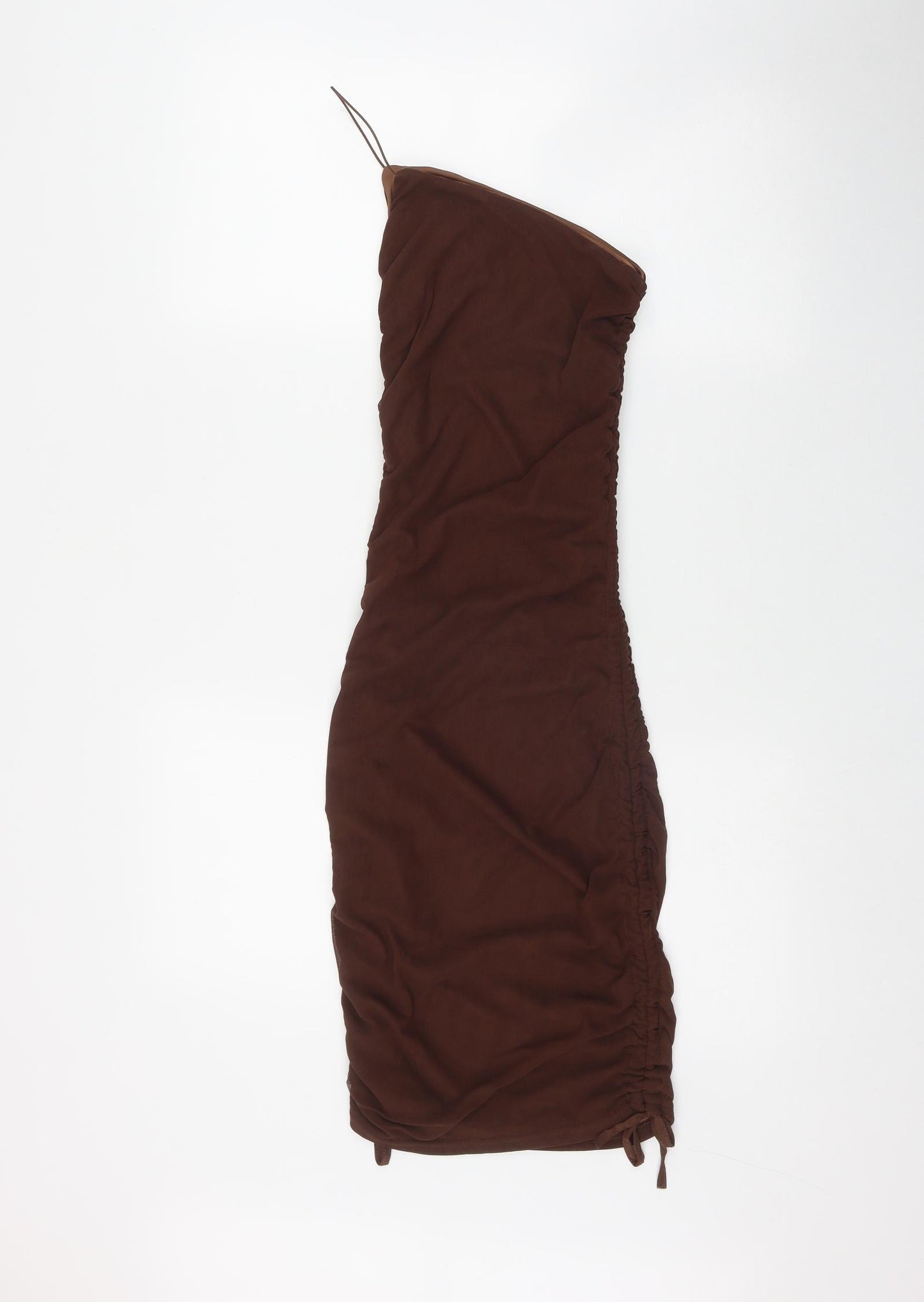 PRETTYLITTLETHING Womens Brown  Polyester Bodycon  Size 10  Off the Shoulder