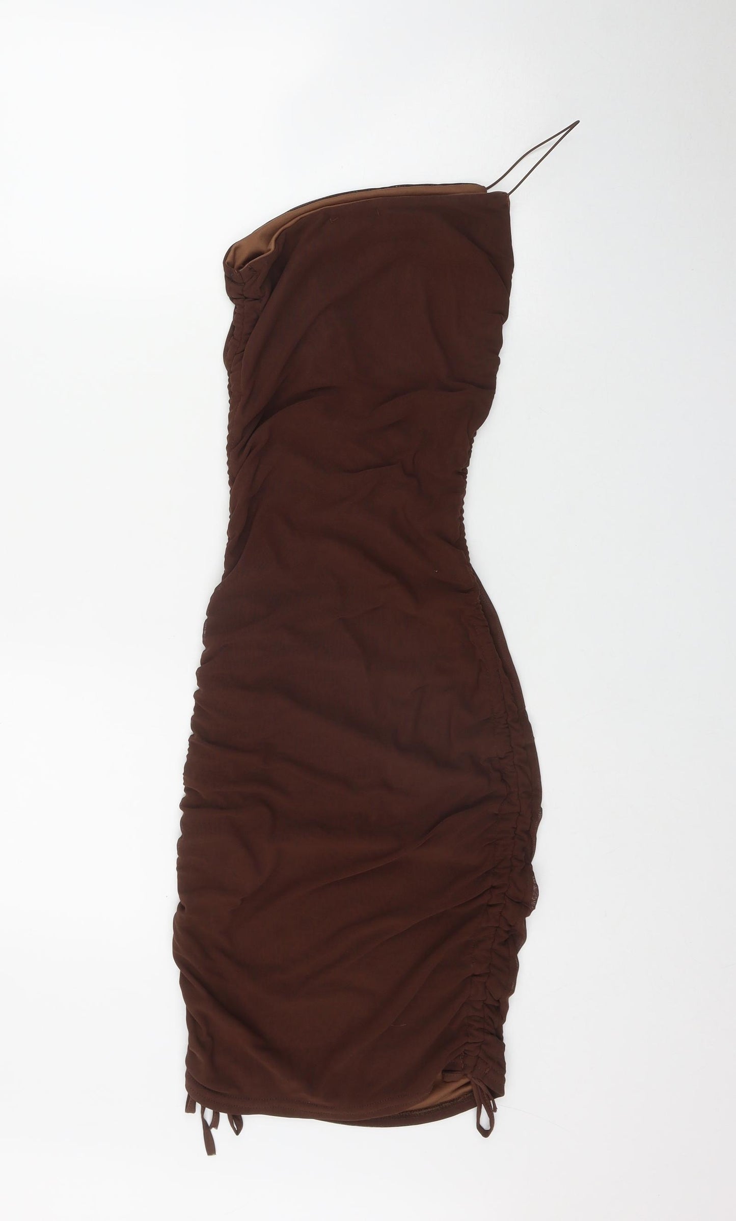 PRETTYLITTLETHING Womens Brown  Polyester Bodycon  Size 10  Off the Shoulder