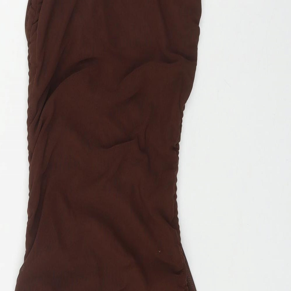 PRETTYLITTLETHING Womens Brown  Polyester Bodycon  Size 10  Off the Shoulder