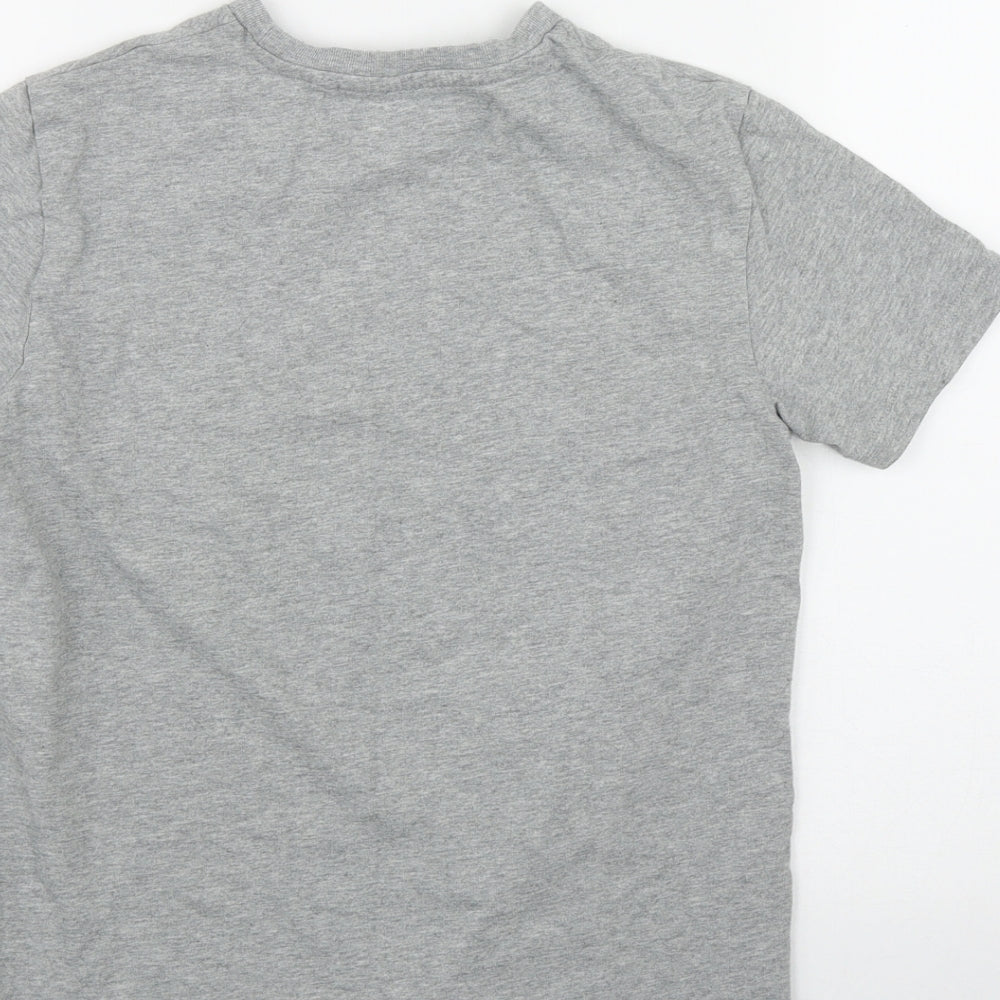 NEXT Boys Grey  Cotton Basic T-Shirt Size 9 Years Round Neck  - Christmas Bear