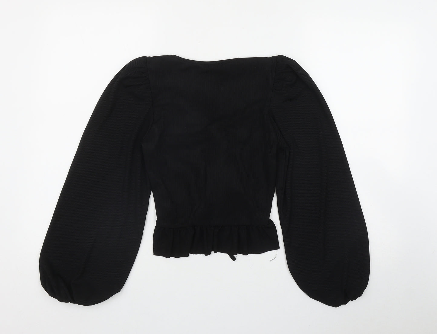 New Look Womens Black  Polyester Basic T-Shirt Size 10 V-Neck