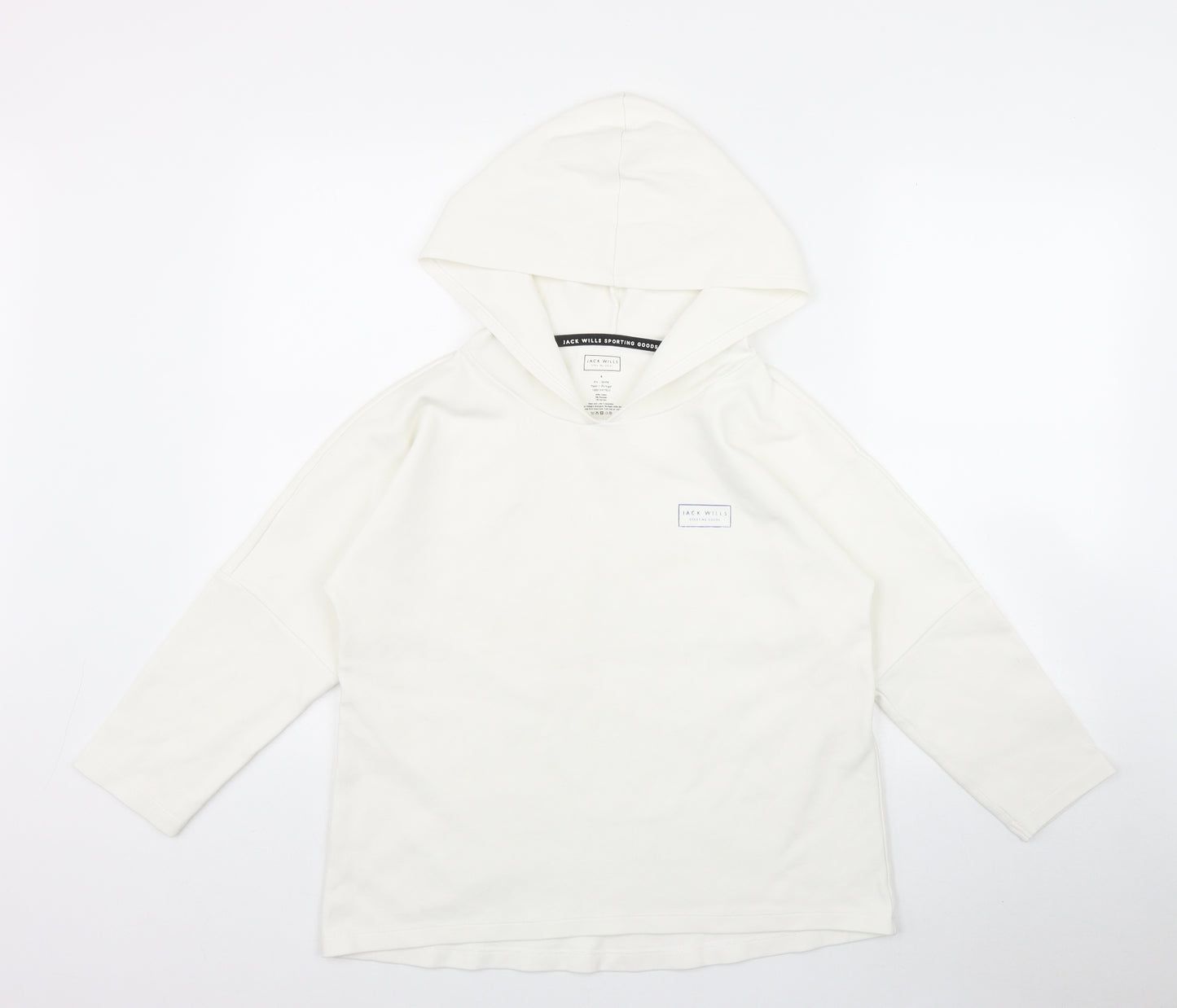 Jack Wills Sports Womens White  Cotton Pullover Hoodie Size 6