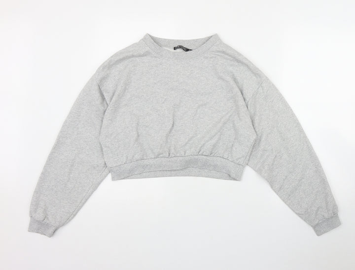 I SAW IT FIRST Womens Grey Cotton Pullover Sweatshirt Size 10