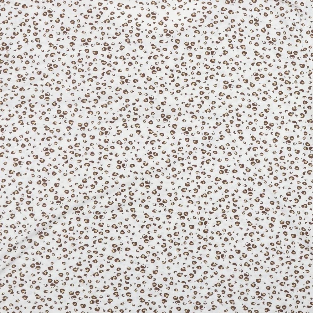 Marks and Spencer Womens White Animal Print Polyester Basic T-Shirt Size 20 Round Neck