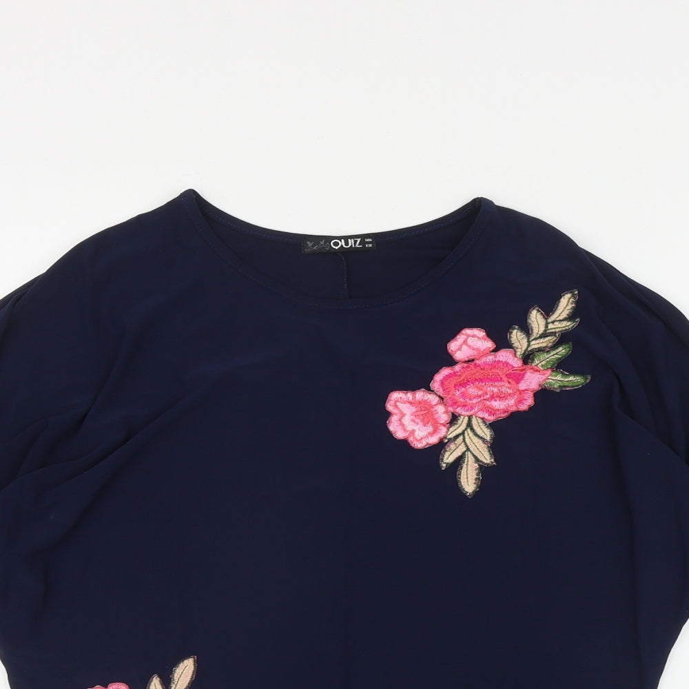 Quiz Womens Blue  Polyester Basic T-Shirt Size 8 Round Neck