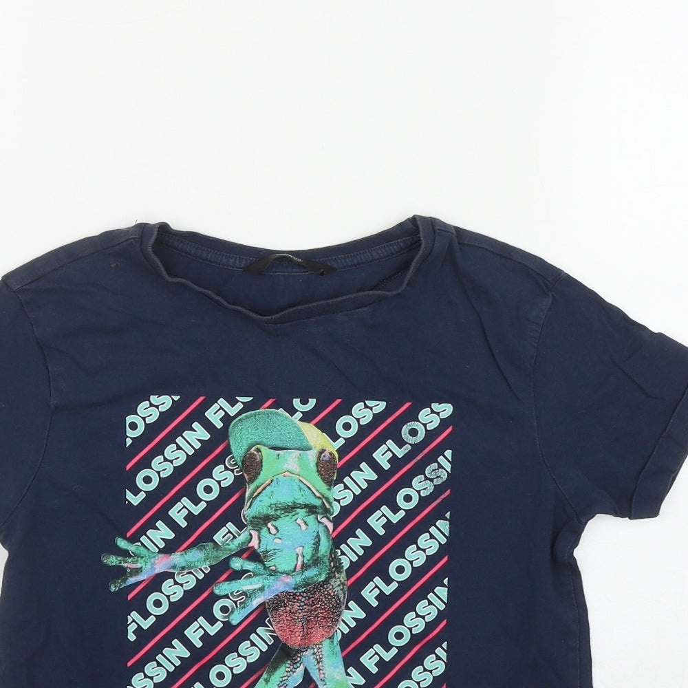 George Boys Beige  Cotton Basic T-Shirt Size 8-9 Years Round Neck  - Flossing Frog