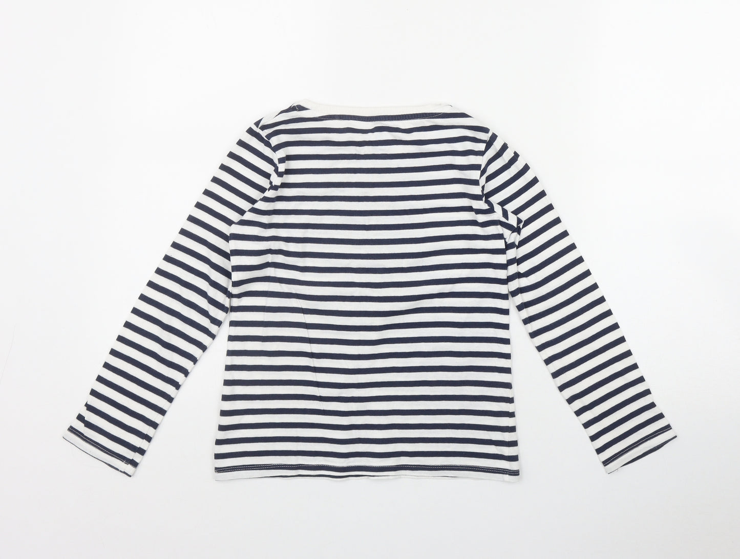 NEXT Girls Blue Striped Cotton Basic T-Shirt Size 9 Years Round Neck