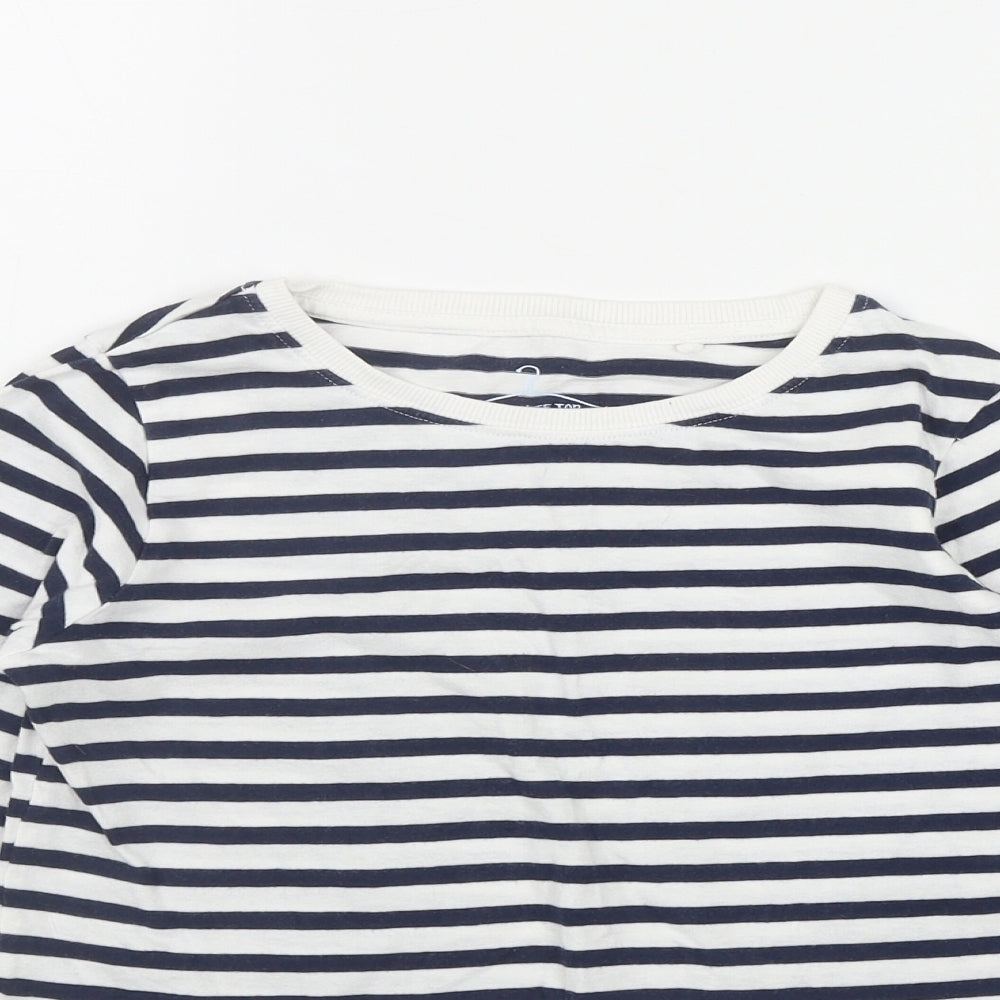 NEXT Girls Blue Striped Cotton Basic T-Shirt Size 9 Years Round Neck