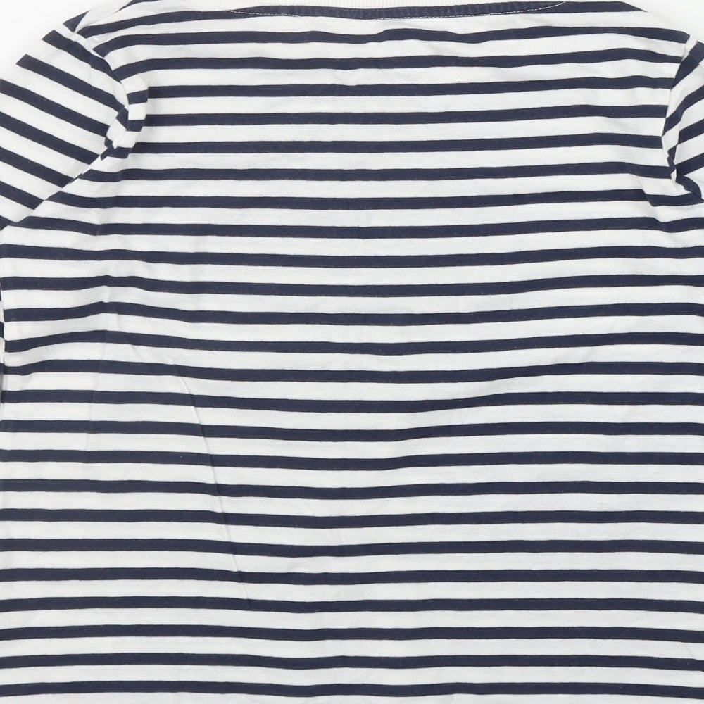 NEXT Girls Blue Striped Cotton Basic T-Shirt Size 9 Years Round Neck
