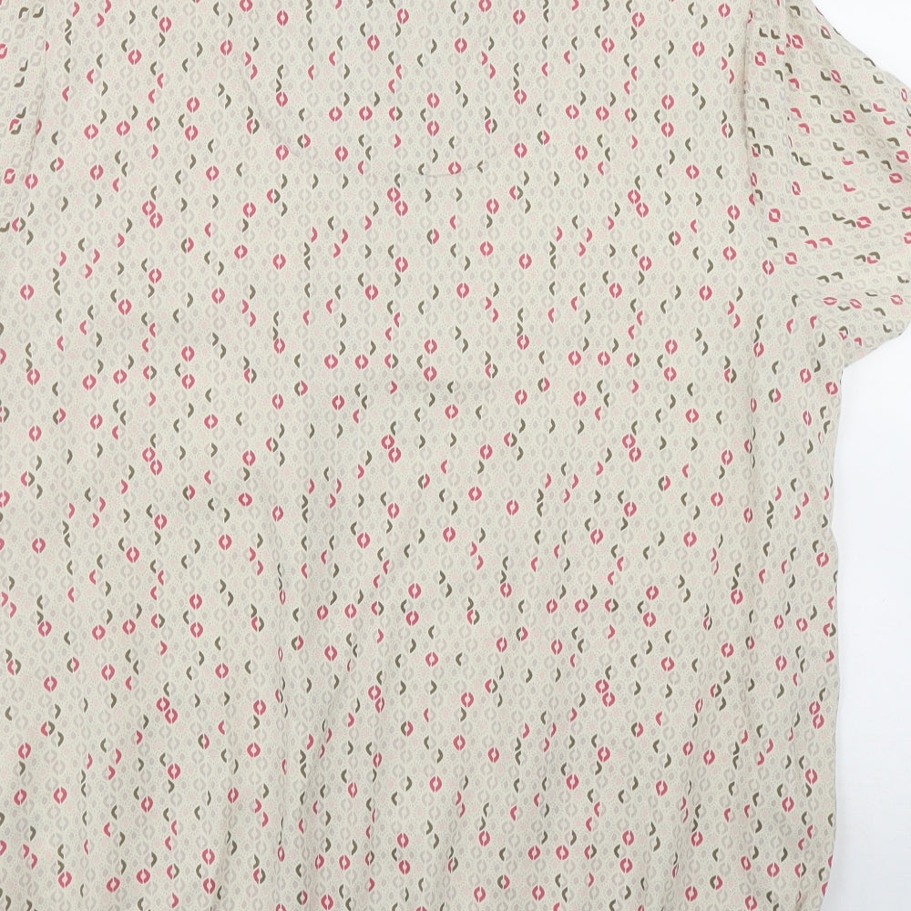 Maine Womens Beige Geometric Viscose Basic T-Shirt Size 20 Round Neck