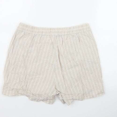 Dunnes Stores Womens Beige Striped Linen Mom Shorts Size M L4 in Regular