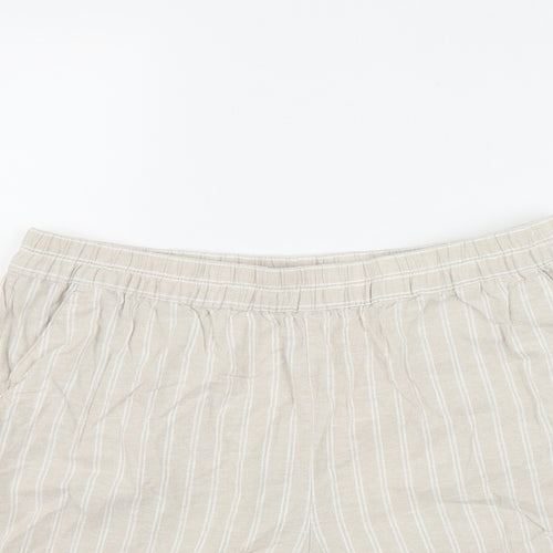 Dunnes Stores Womens Beige Striped Linen Mom Shorts Size M L4 in Regular