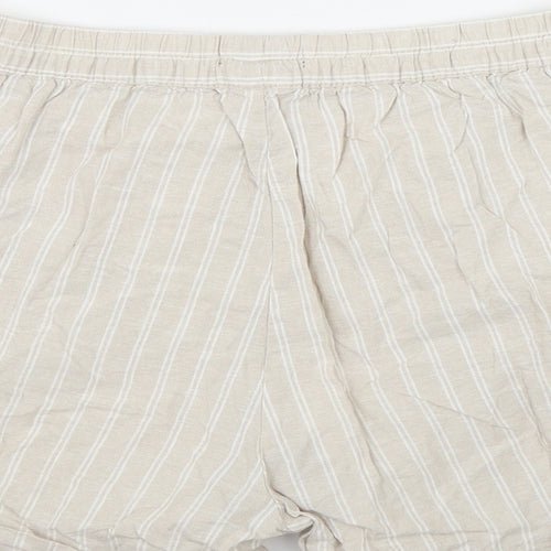 Dunnes Stores Womens Beige Striped Linen Mom Shorts Size M L4 in Regular