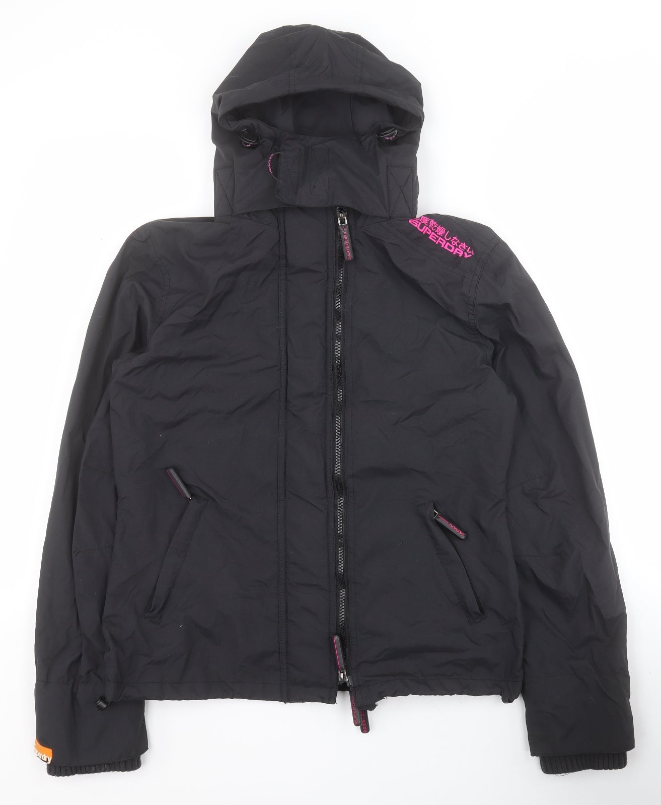 Superdry Womens Black   Rain Coat Coat Size L  Zip