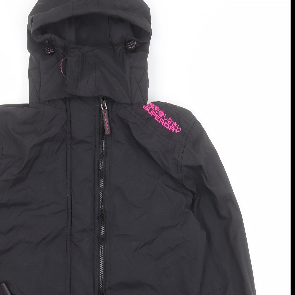 Superdry Womens Black   Rain Coat Coat Size L  Zip