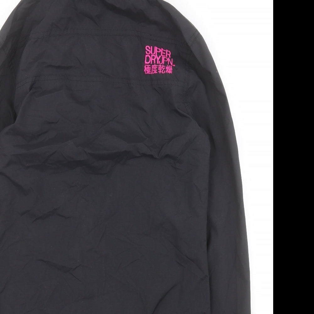 Superdry Womens Black   Rain Coat Coat Size L  Zip