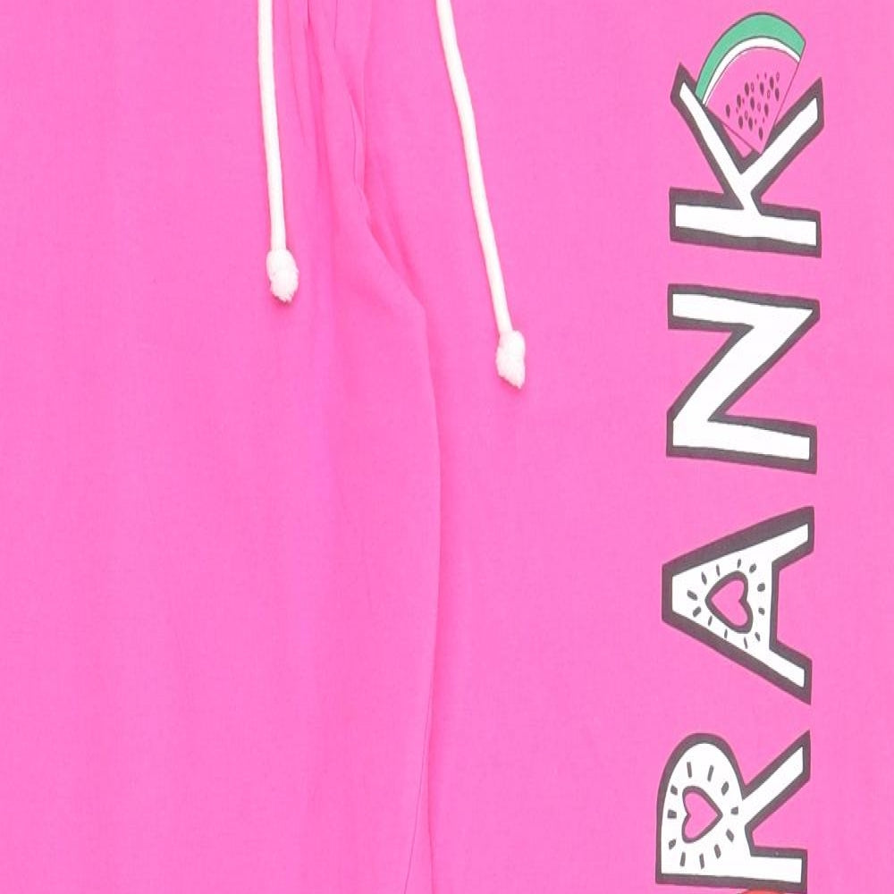 Primark Womens Pink Solid 100% Cotton Top Lounge Pants Size M  Drawstring - Paul Frank