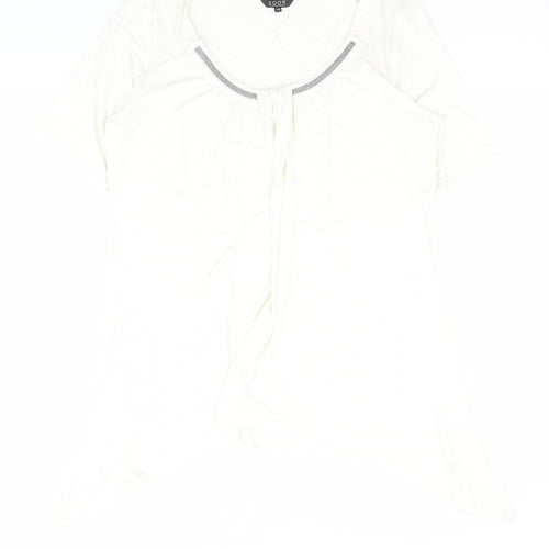 Soon Womens White  Viscose Basic Blouse Size 16 Scoop Neck