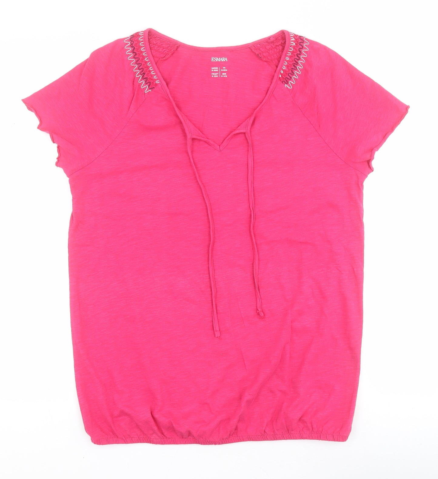 ESMARA Womens Pink  100% Cotton Basic T-Shirt Size M V-Neck