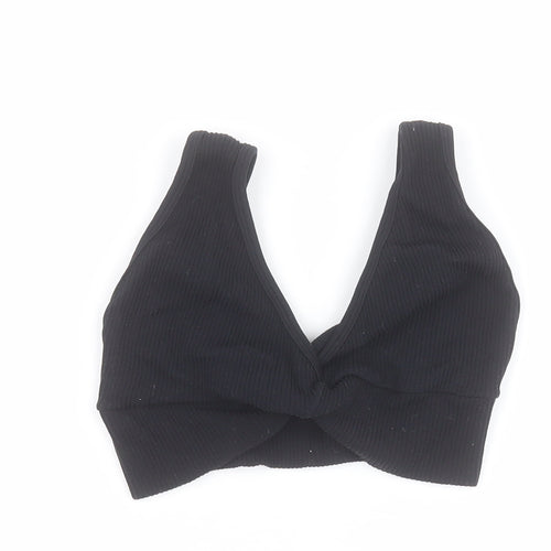 Dunnes Womens Black  Polyamide Cropped T-Shirt Size XS Sweetheart - Ribbed