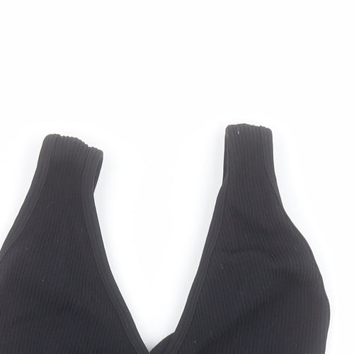 Dunnes Womens Black  Polyamide Cropped T-Shirt Size XS Sweetheart - Ribbed