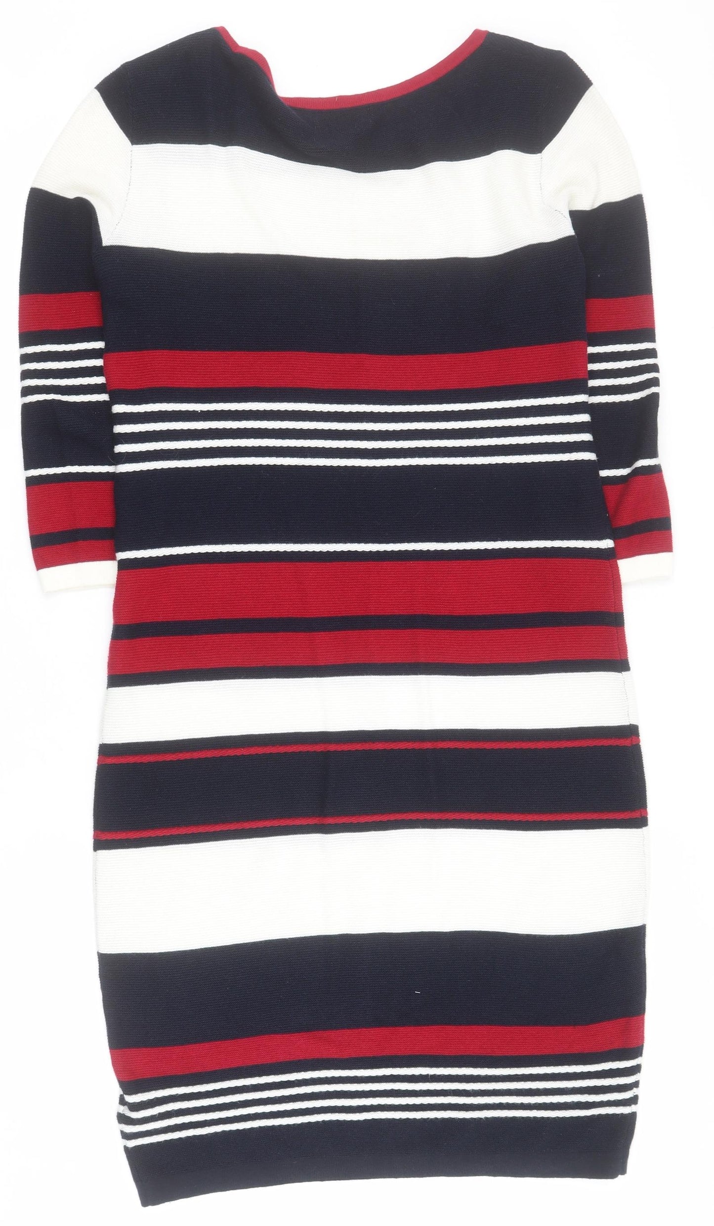 Paraphrase Womens Blue Striped Cotton Jumper Dress  Size M  Round Neck Pullover