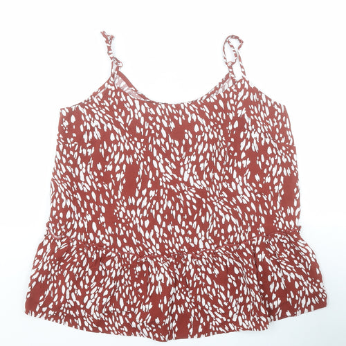 George Womens Brown Animal Print Viscose Camisole Blouse Size 10 Round Neck