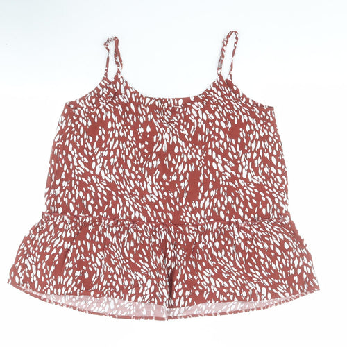 George Womens Brown Animal Print Viscose Camisole Blouse Size 10 Round Neck