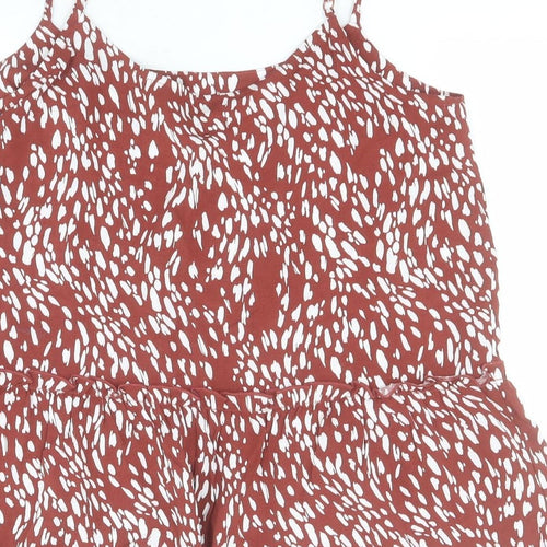 George Womens Brown Animal Print Viscose Camisole Blouse Size 10 Round Neck