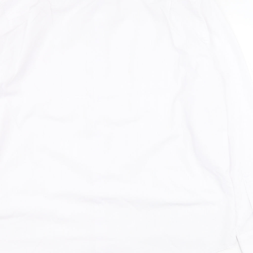 F&F Mens White  Polyester  Dress Shirt Size 17 Collared Button