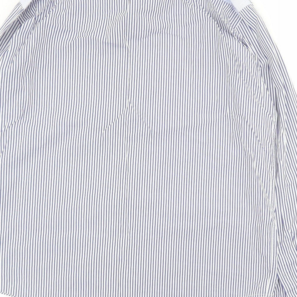 Tommy Hilfiger Mens Blue Striped Cotton  Button-Up Size XL Collared Button