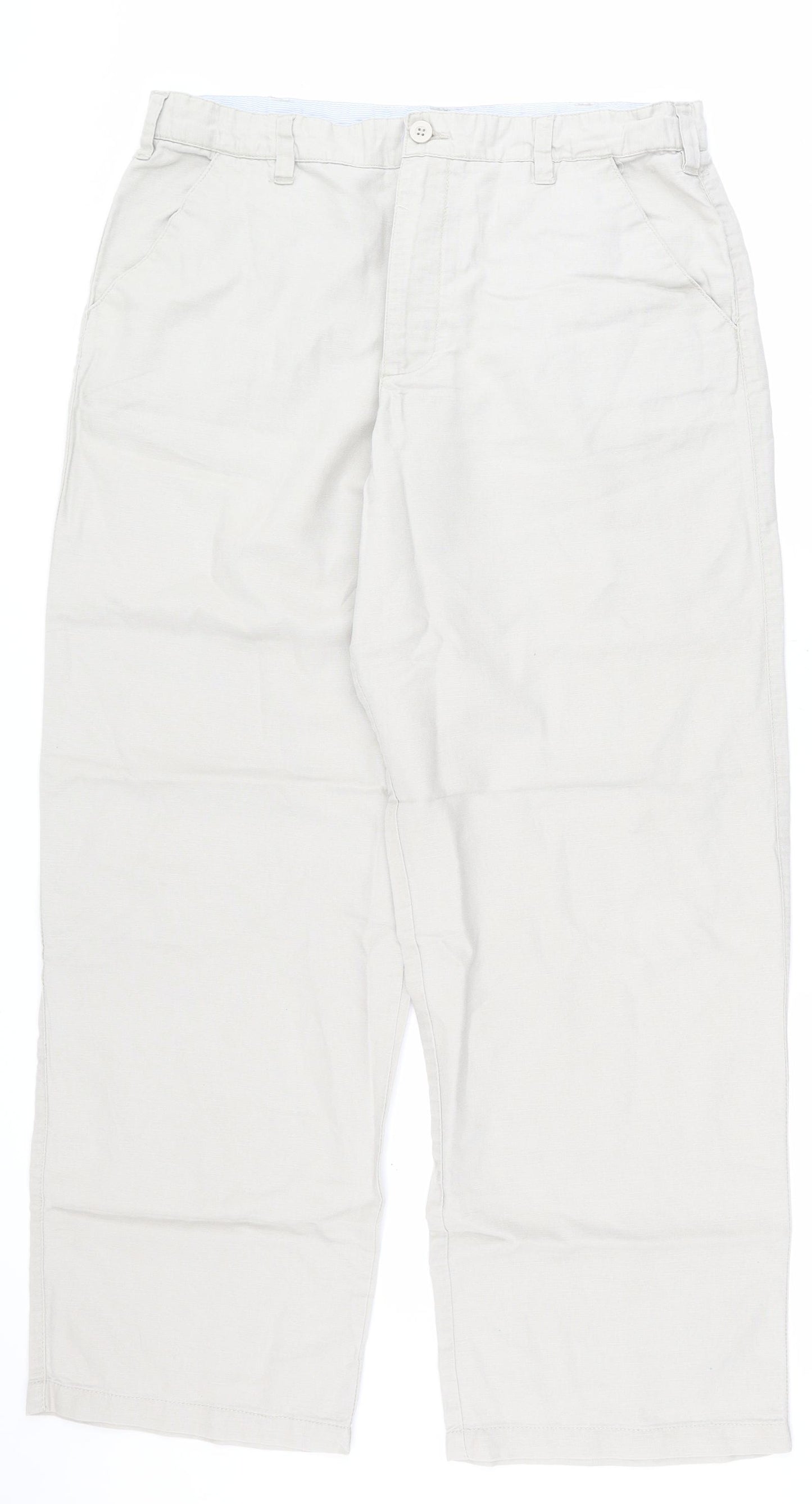 Stone Bay Mens Beige  Linen Chino Trousers Size 36 L32 in Regular Zip