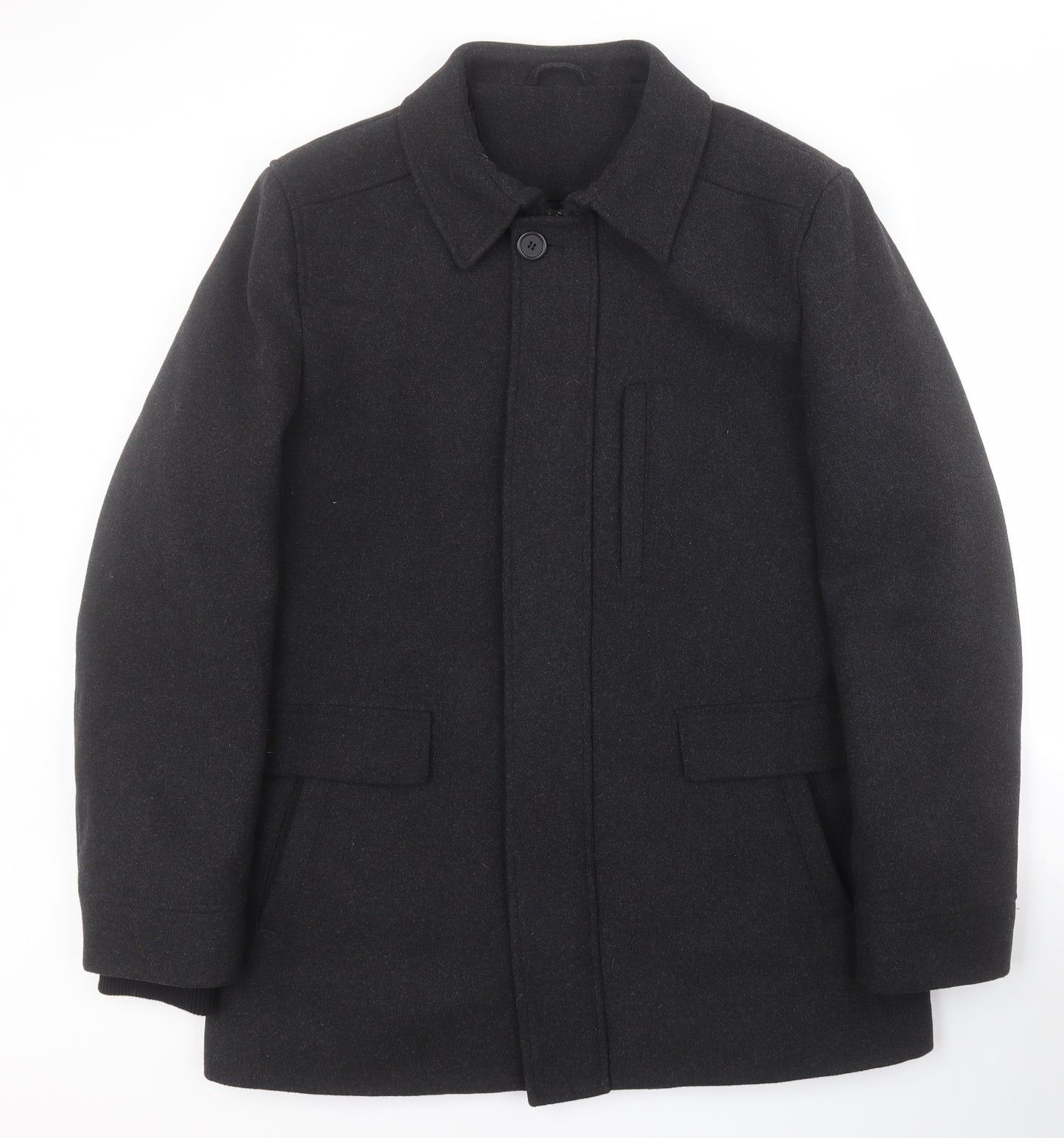 Austin Reed Mens Black   Pea Coat Blazer Size XL  Zip