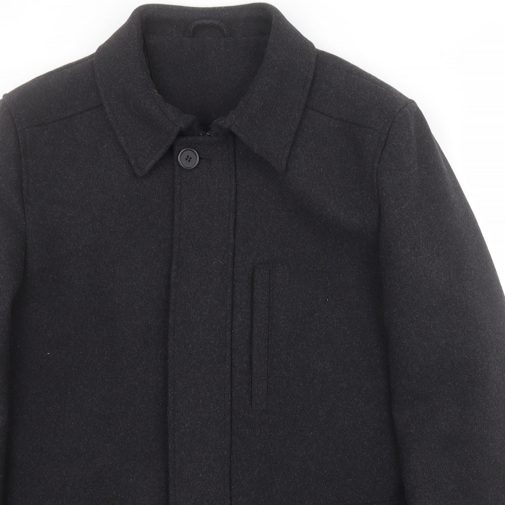 Austin Reed Mens Black   Pea Coat Blazer Size XL  Zip