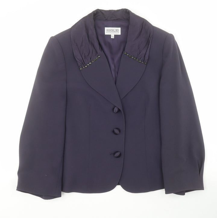 GOLD by Michael H Womens Blue   Jacket  Size 14  Button