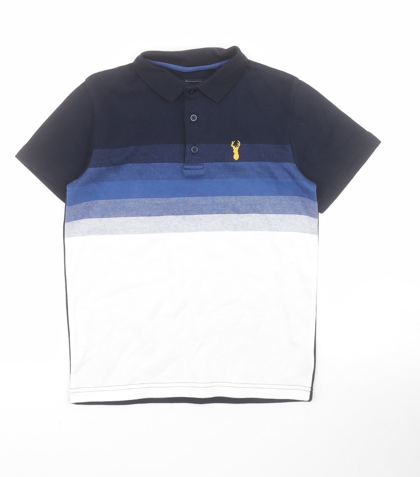 NEXT Boys Blue Striped 100% Cotton Pullover Polo Size 7 Years Collared Button