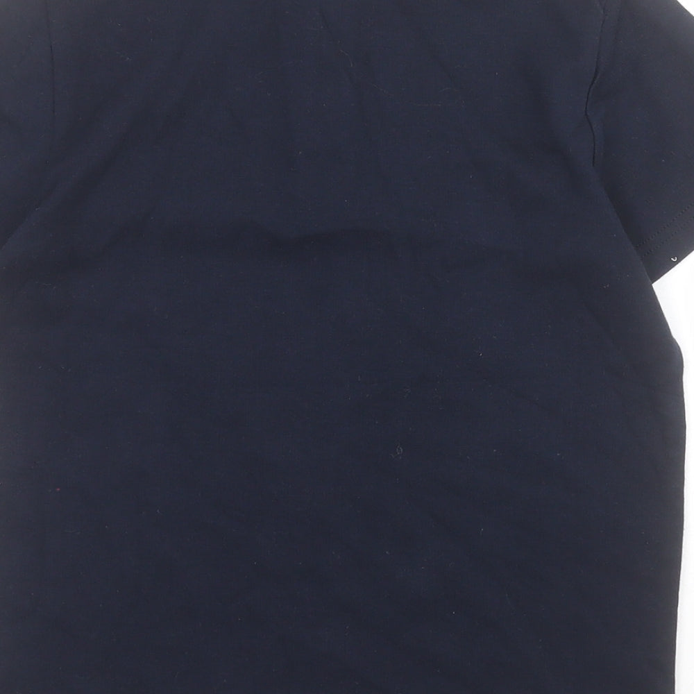 NEXT Boys Blue Striped 100% Cotton Pullover Polo Size 7 Years Collared Button