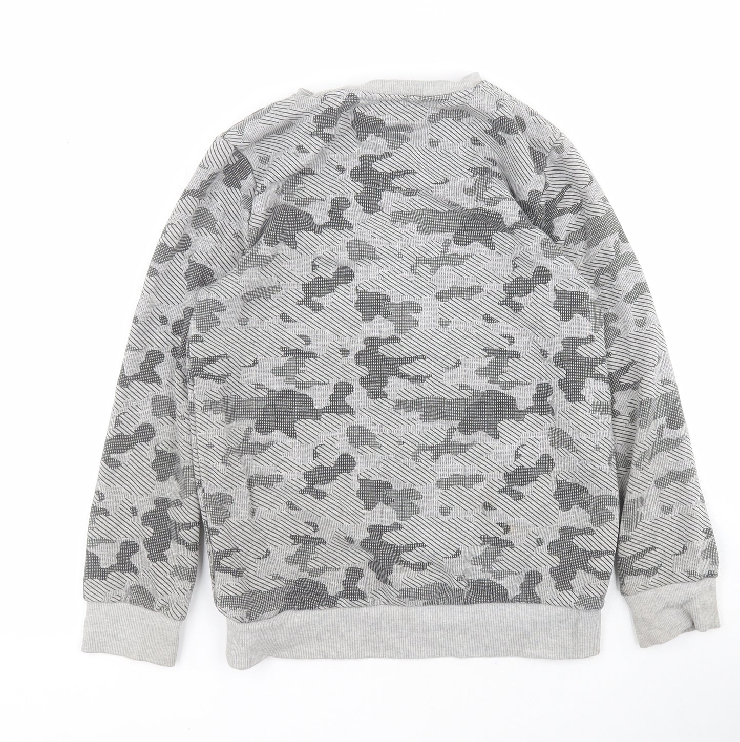 F&F Boys Grey Camouflage Cotton Henley Sweatshirt Size 9-10 Years  Pullover