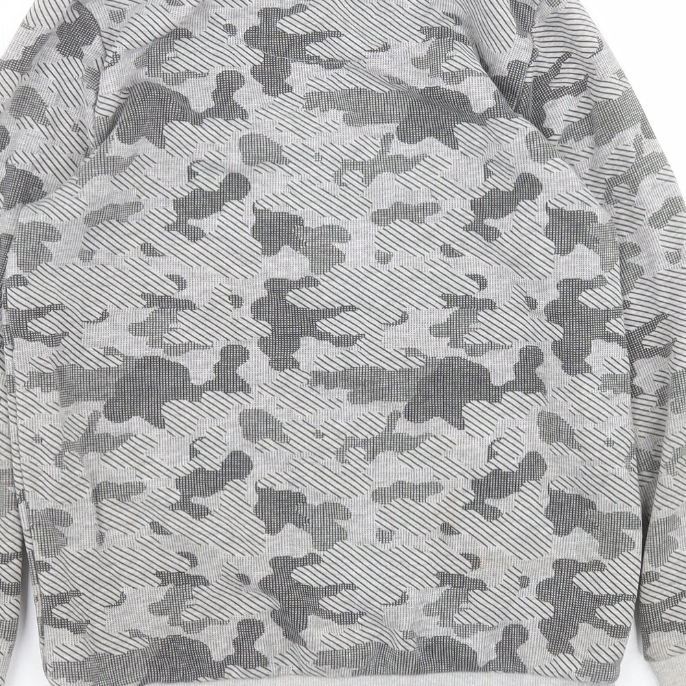 F&F Boys Grey Camouflage Cotton Henley Sweatshirt Size 9-10 Years  Pullover
