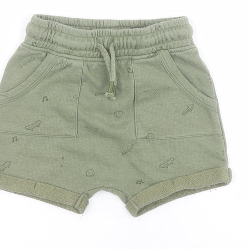 George Baby Green  Cotton Jogger Trousers Size 18-24 Months  Drawstring - Shorts