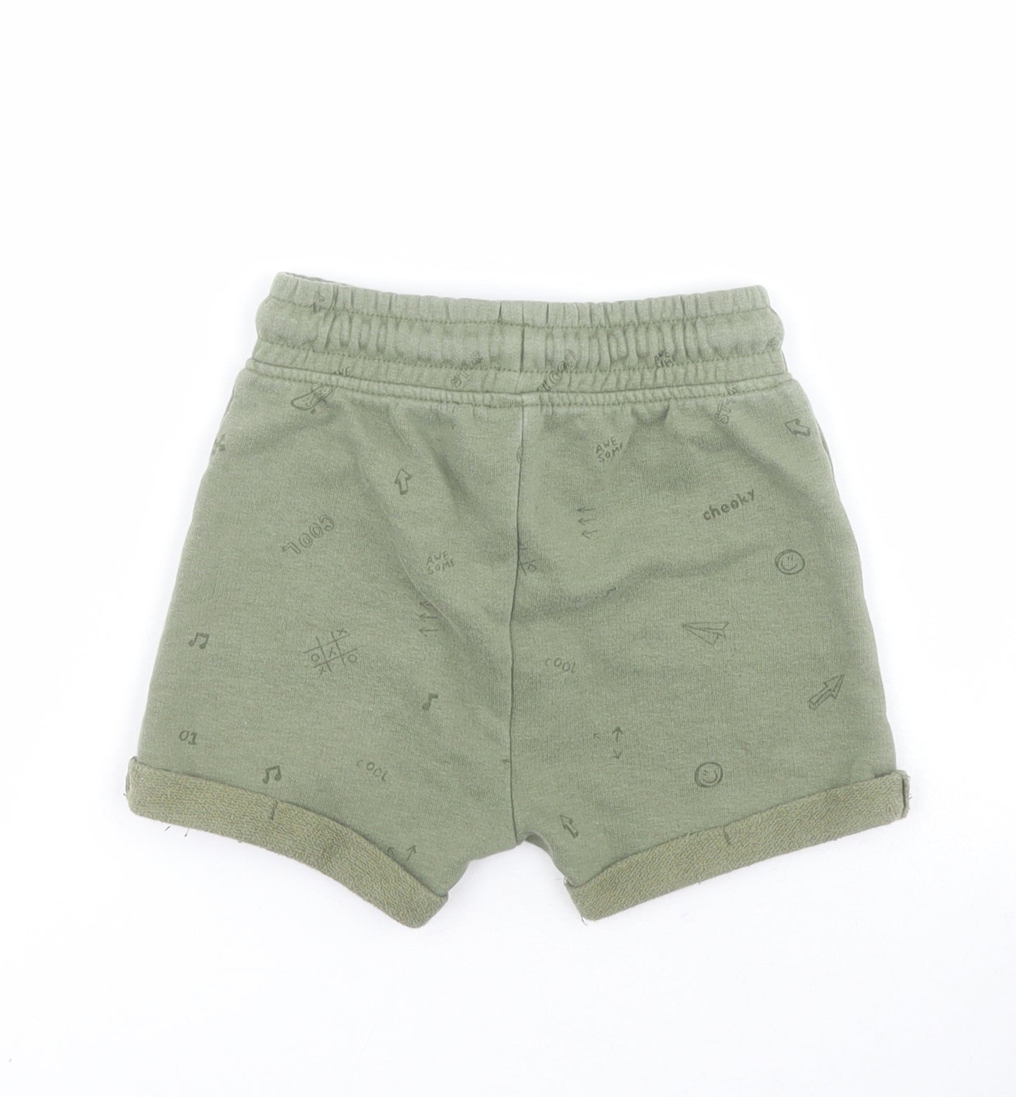 George Baby Green  Cotton Jogger Trousers Size 18-24 Months  Drawstring - Shorts