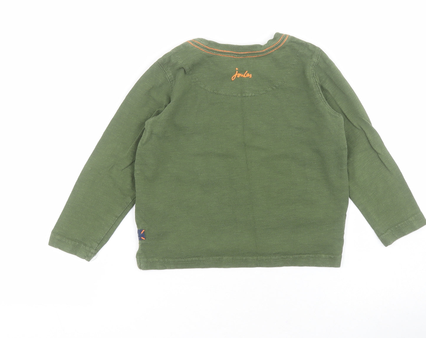 Joules Boys Green  100% Cotton Pullover T-Shirt Size 2 Years Round Neck Pullover - Dinosaur