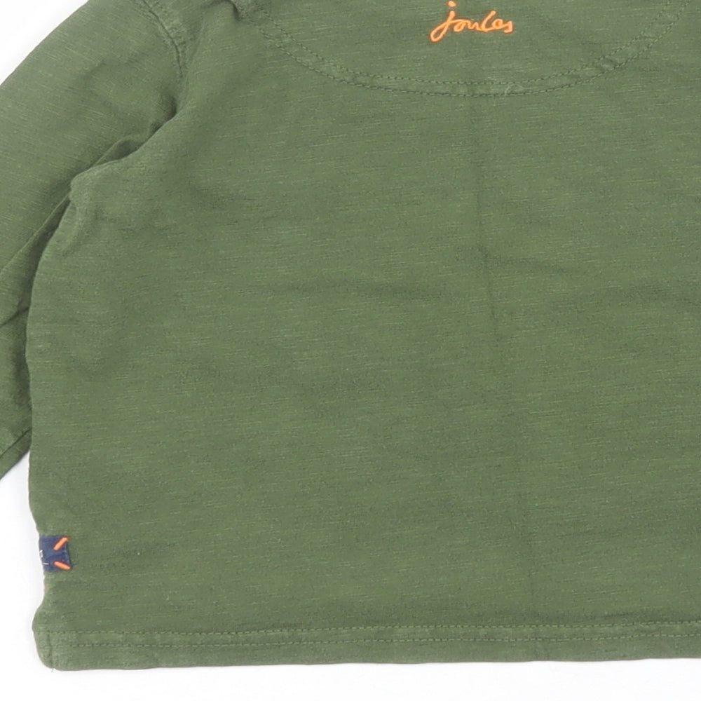 Joules Boys Green  100% Cotton Pullover T-Shirt Size 2 Years Round Neck Pullover - Dinosaur