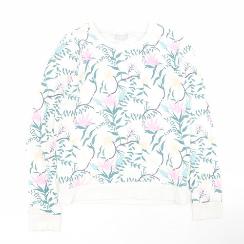 Matalan Girls White Floral Cotton Pullover Hoodie Size 12 Years  Pullover