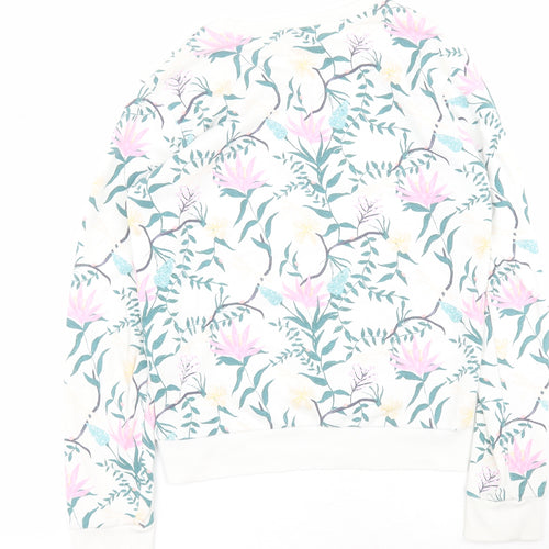 Matalan Girls White Floral Cotton Pullover Hoodie Size 12 Years  Pullover